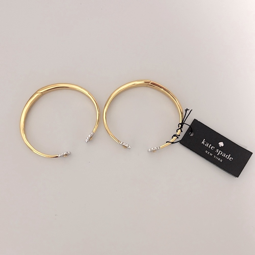 Lot of 2x NEW [kate spade] Spades & Studs Gold Metal Cuff Flower Bracelets - Picture 7 of 14